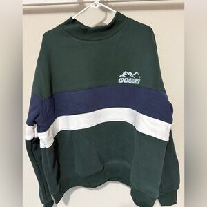 Parker Men's Forest Green Crewneck with Navy and White Stripes